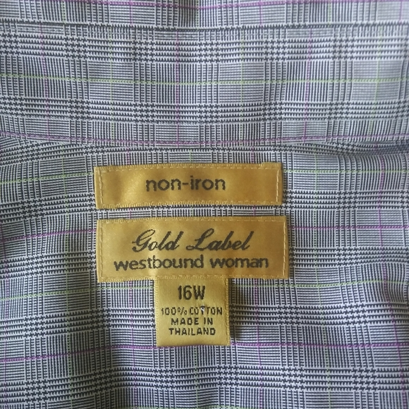 Non-Iron Women's Dress Blouse Size 16W Plaid Butto - Picture 6 of 6